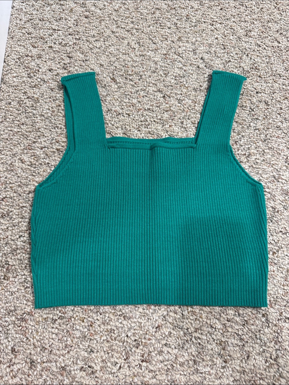 Green Ribbed Crop Top - Picture 1 of 2
